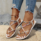 Damen flache, geflochtene Sandalen mit modischem Design R&B