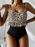 Damen Eleganter Einteiler Badeanzug mit floralen Rüschendetails R&B