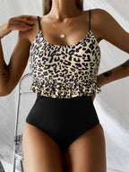 Damen Eleganter Einteiler Badeanzug mit floralen Rüschendetails R&B