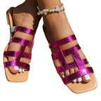Damen Sommerliche Rutschfeste Sandalen mit Mehrfarbigem Riemen Design R&B