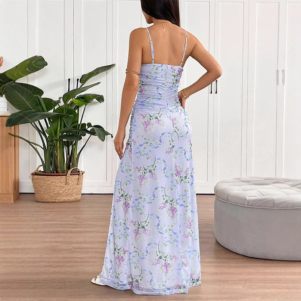 Damen Maxikleid im romantischen Floral-Design mit verstellbaren Trägern R&B