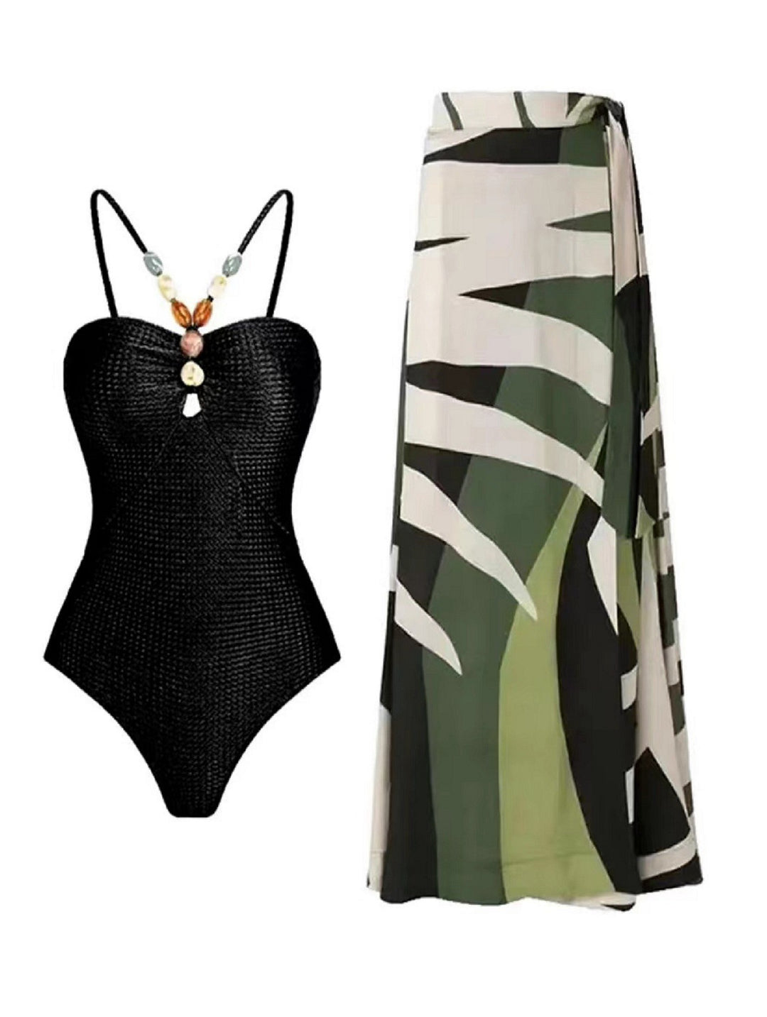 Damen Badeanzug mit trendigem Cut-Out und elegantem Wickelrock R&B