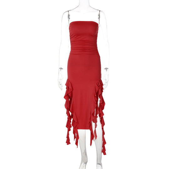 Damen Wickelkleid mit Rüschen und figurformendem Schnitt R&B