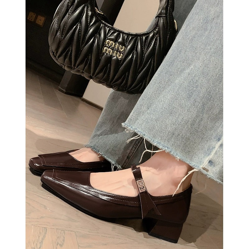 Damen elegante Slingpumps mit modischem Riemchen und komfortablem Blockabsatz R&B