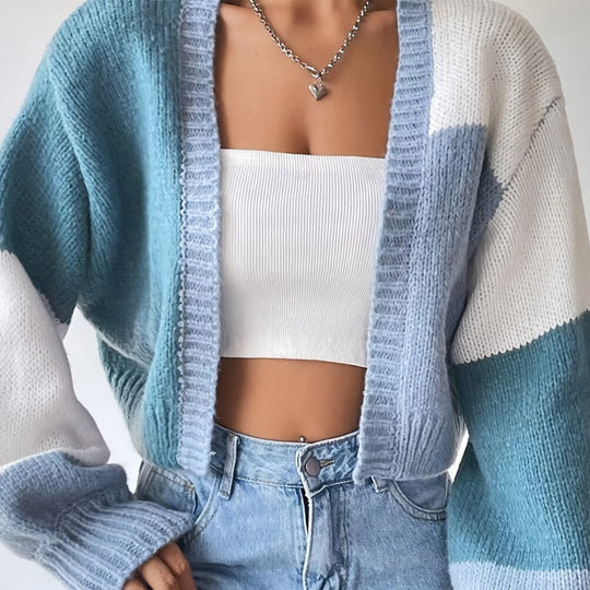 Damen Grobstrick-Cardigan mit ballonförmigen Ärmeln und modischem Design R&B
