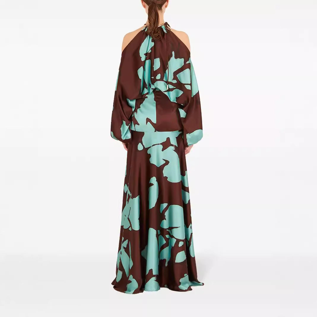 Damen Maxikleid mit asymmetrischem Design und fließendem Material R&B