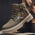 Damen Modische Schnürstiefel mit einzigartigem floralen Design und robustem Profil R&B
