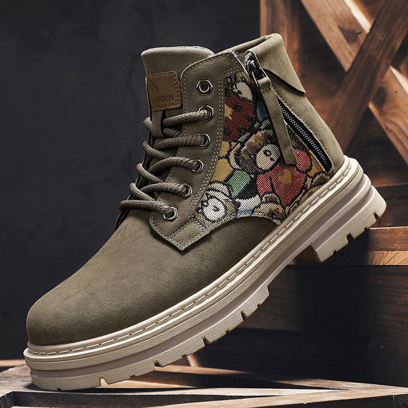 Damen Modische Schnürstiefel mit einzigartigem floralen Design und robustem Profil R&B