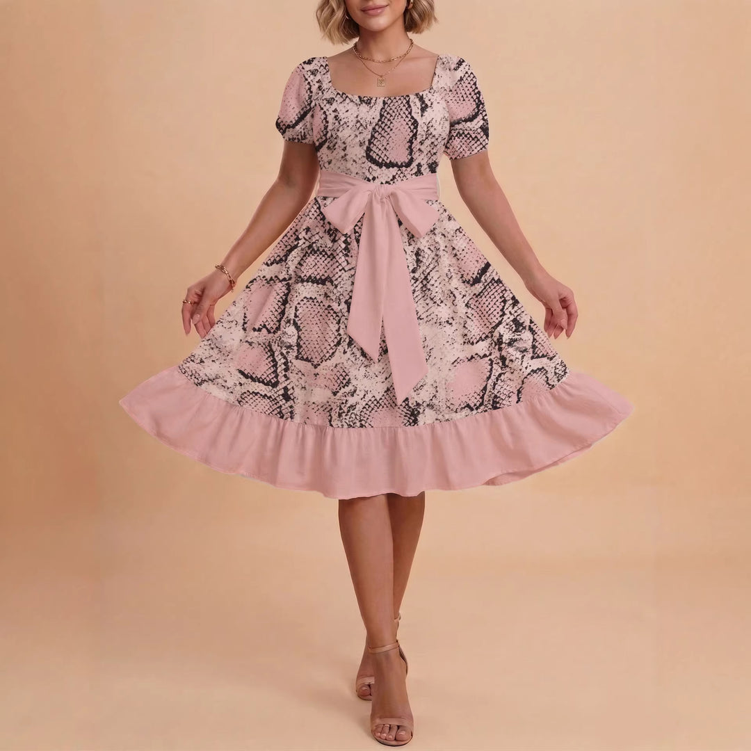 Damen schickes Glitzerkleid mit tailliertem Schnitt und Rüschensaum R&B