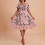 Damen schickes Glitzerkleid mit tailliertem Schnitt und Rüschensaum EB