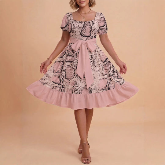 Damen schickes Glitzerkleid mit tailliertem Schnitt und Rüschensaum R&B