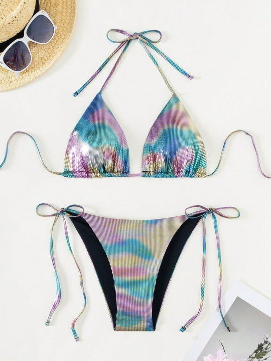 Damen Funktionsfähiger Triangel-Bikini mit stylischem Farbverlauf R&B