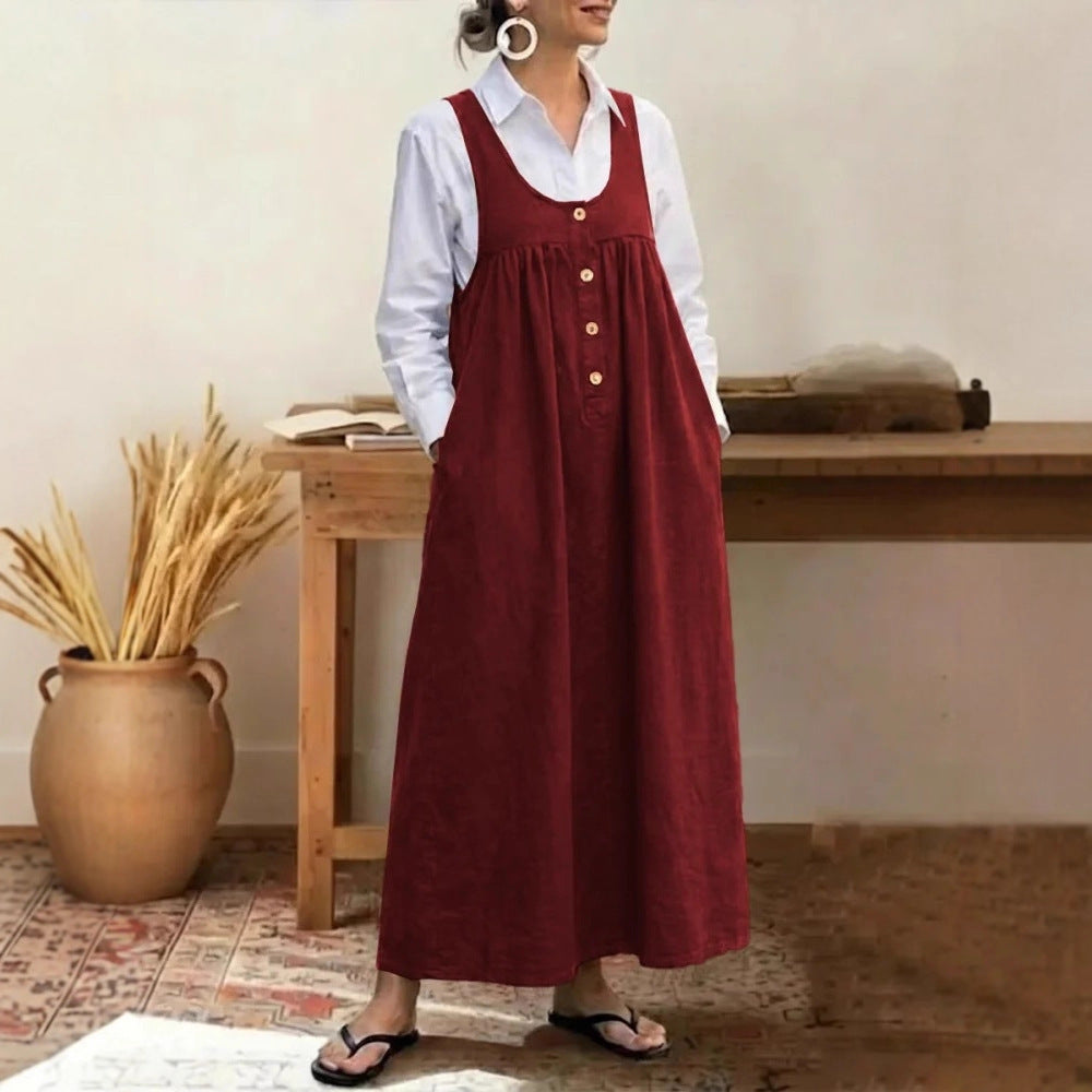 Damen Maxikleid mit Knopf- und Taschen-Details R&B