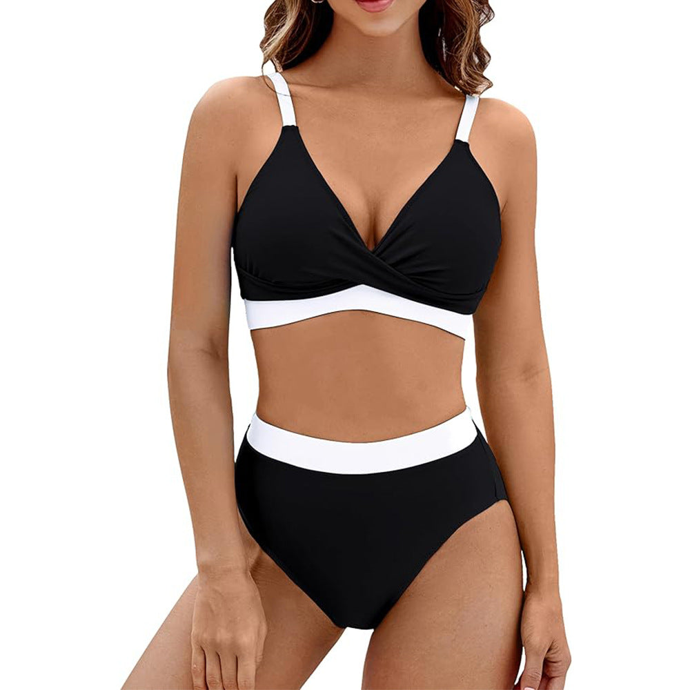 Damen Bikini-Set mit innovativem Wickeloberteil und hohem Taillenbund R&B