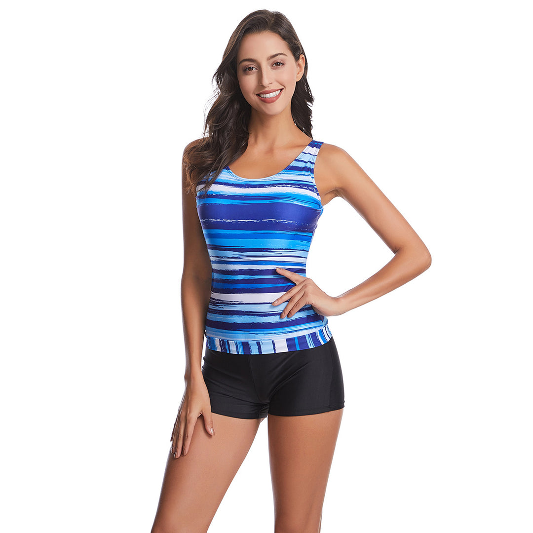 Damen Sportliches Tankini-Set mit modischem Streifenmuster R&B