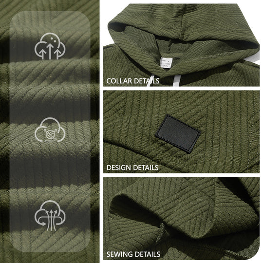 Herren nan ärmelloses Kapuzen-Lounge-Set aus strukturierter Baumwollmischung mit Kängurutasche und elastischer Freizeithose R&B