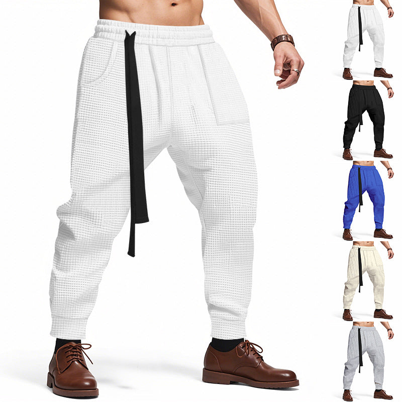 Herren lässige Struktur-Sweatpants mit verstellbarem Kordelzug R&B