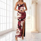 Damen Maxikleid mit seitlichem Schlitz und floralem Design R&B