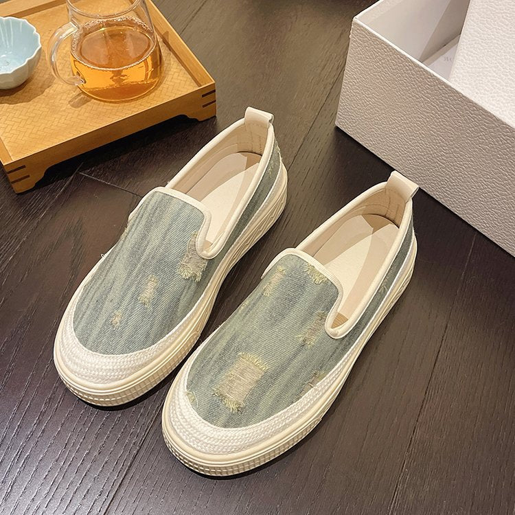 Damen Slip-On Sneaker mit lässigem Denim-Design und elastischem Einstieg R&B