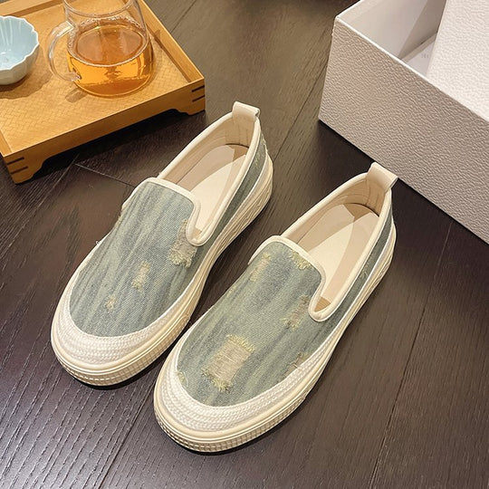 Damen Slip-On Sneaker mit lässigem Denim-Design und elastischem Einstieg R&B