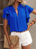 Damen Bluse mit Volants und V-Ausschnitt R&B