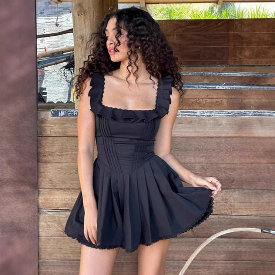 Damen Fließendes Minikleid mit Rüschendetails und figurschmeichelndem Schnitt R&B