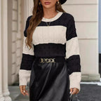 Damen Strickpullover mit strukturiertem Kabelmuster und modernen Designelementen R&B