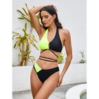 Damen Triangel-Bikini mit asymmetrischem Design und modischen BindR&Bändern R&B