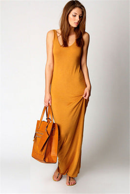 Damen Elegantes, figurbetontes Maxikleid mit tiefem Rundhalsausschnitt R&B