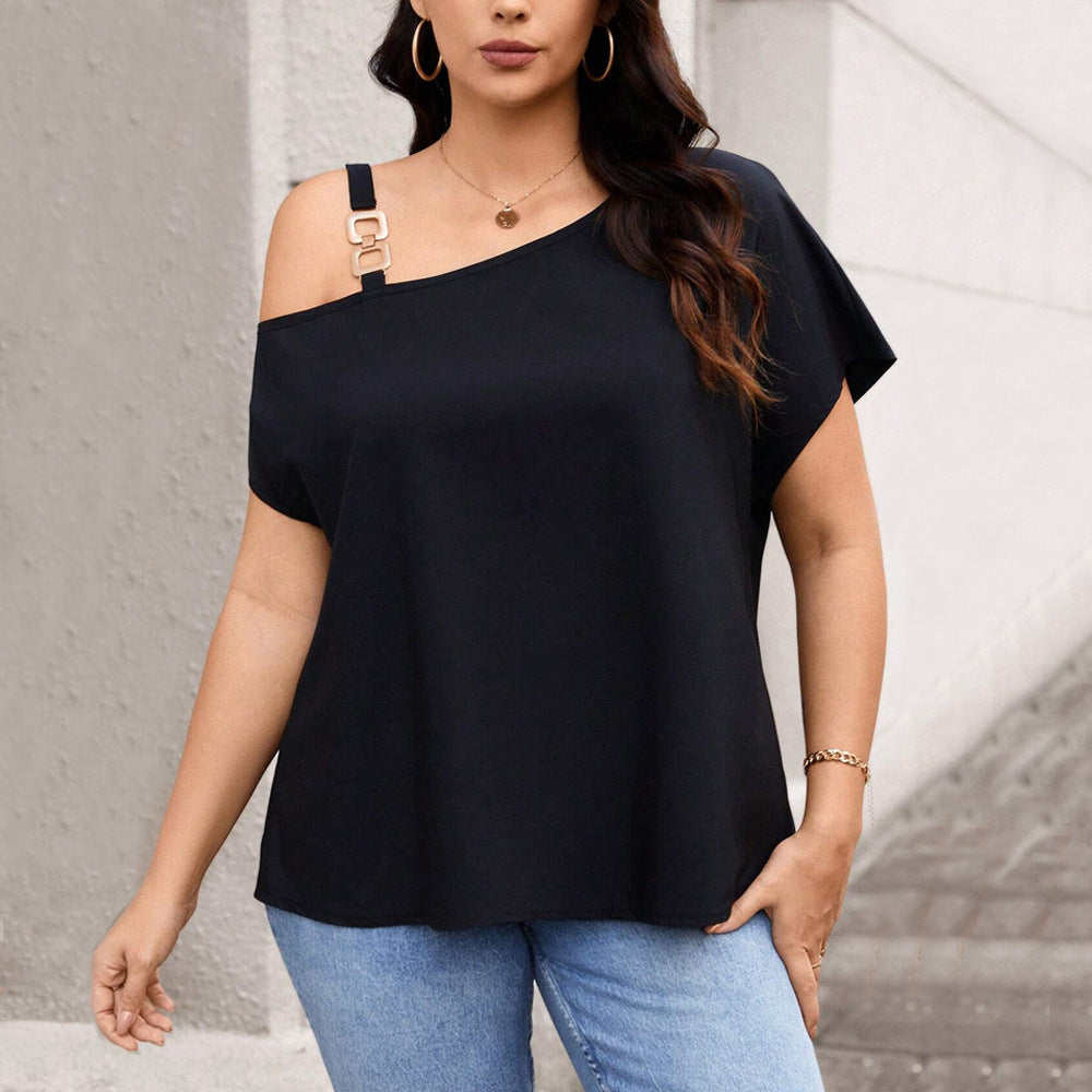 Damen asymmetrisches Oberteil mit modischem Schulterdesign R&B