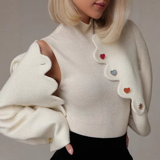 Damen elegante Strukturjacke mit farbigen Knöpfen R&B