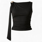 Damen elegantes Raffungskleid mit dekorativem Schulterband R&B