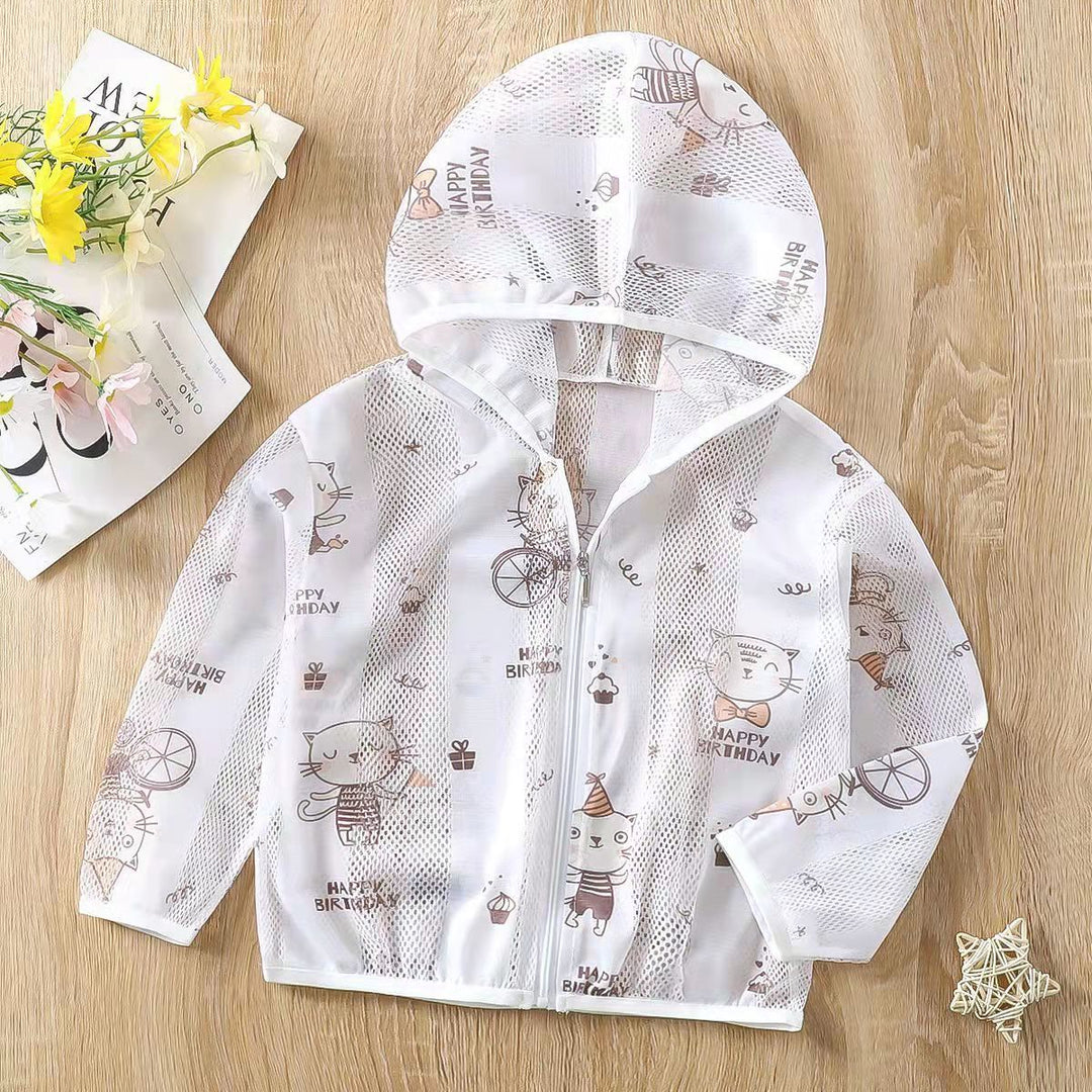 Unisex nan leichte kapuzen mesh sonnenschutzjacke mit süßem bärendruck R&B