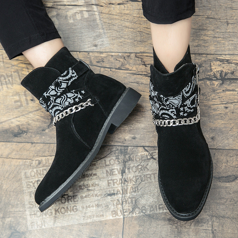 Damen Stiefeletten mit modischen Riemen und Kettenakzenten