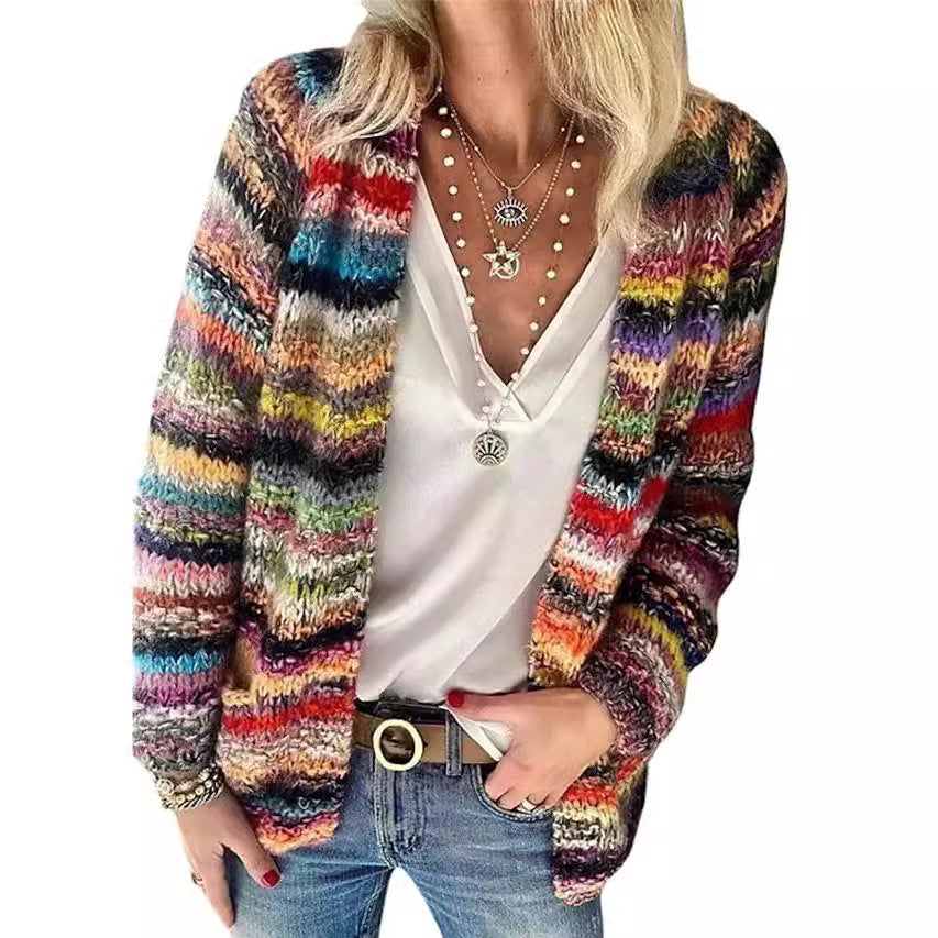 Damen Bunte Strickjacke mit modernem Design R&B