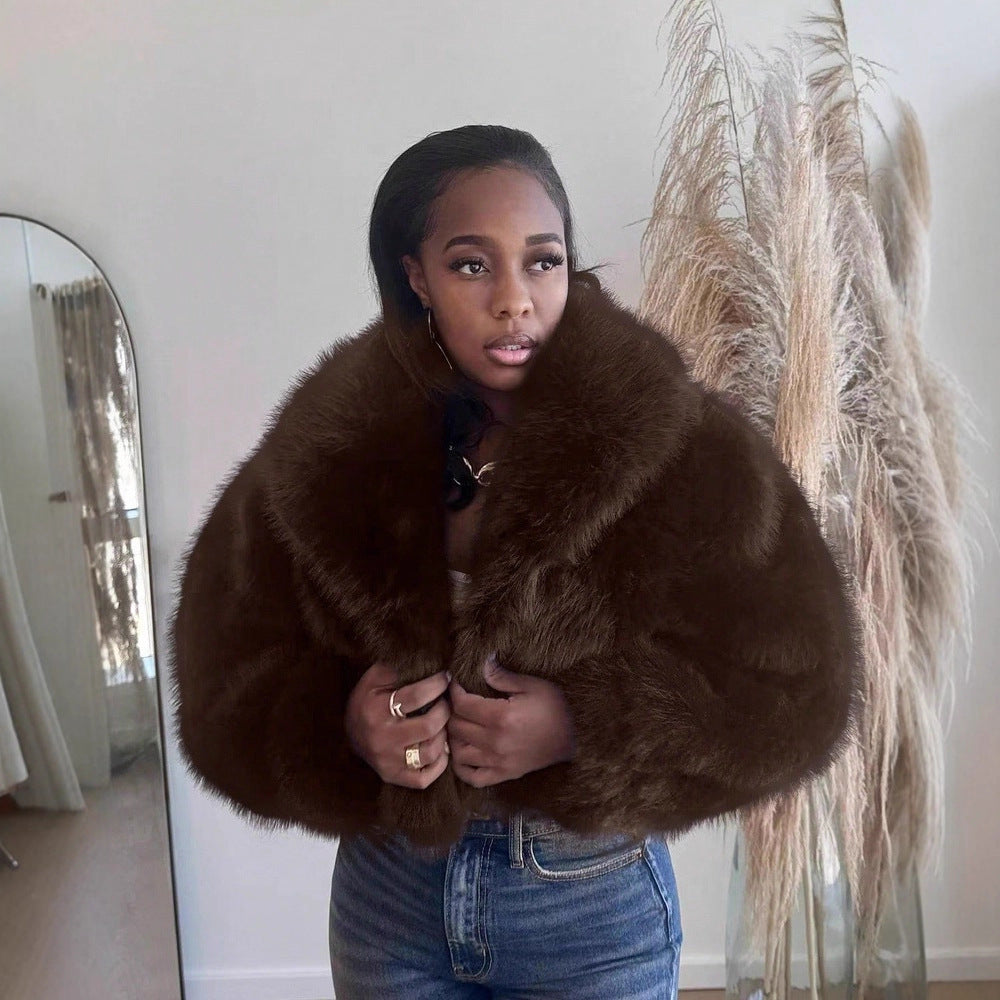 Damen Kuschelige Felljacke im Trend R&B