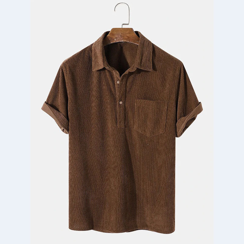 Herren Kurzarm Poloshirt aus gestreiftem Stoff mit Knopfleiste und Brusttasche R&B
