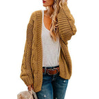 Damen Grobstrickjacke mit lässigem Schnitt und voluminösen Ärmeln
