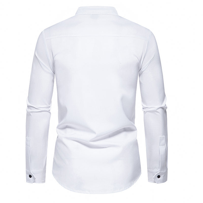 Herren Langarm Hemd mit modernem Knopfdesign R&B