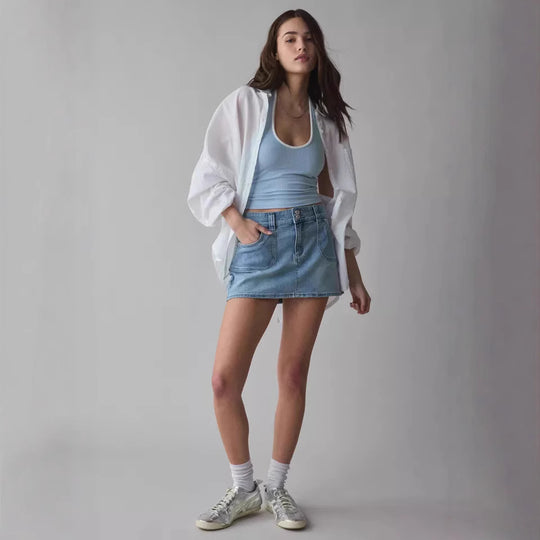 Damen Denim Minirock mit hochwertigen Taschen und modernem Schnitt R&B