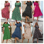 Damen Leichtes Blumendruck Maxi Kleid mit Smock-Taille R&B