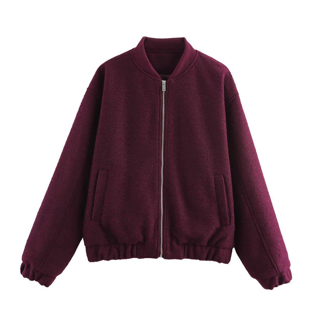 Damen Fleece-Bomberjacke mit elastischem Saum und praktischen Eingrifftaschen R&B