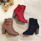 Damen Elegante Ankle Boots mit modischer Knopfdekoration und komfortablem Blockabsatz R&B