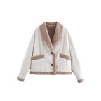 Damen Kuschelige Oversized-Jacke mit schickem Kragen und praktischen Taschen R&B
