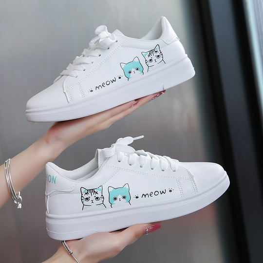 Damen Sneaker mit verspieltem Katzenmotiv und bequemer Sohle R&B