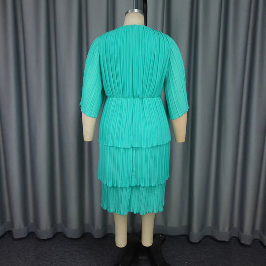 Damen Plissiertes Maxikleid mit tailliertem Gürtel R&B