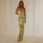 Damen Designer-Midi-Kleid mit stilvollem Grafikmuster R&B