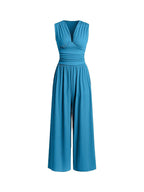 Damen Jumpsuit Palazzo Bein mit Taille
