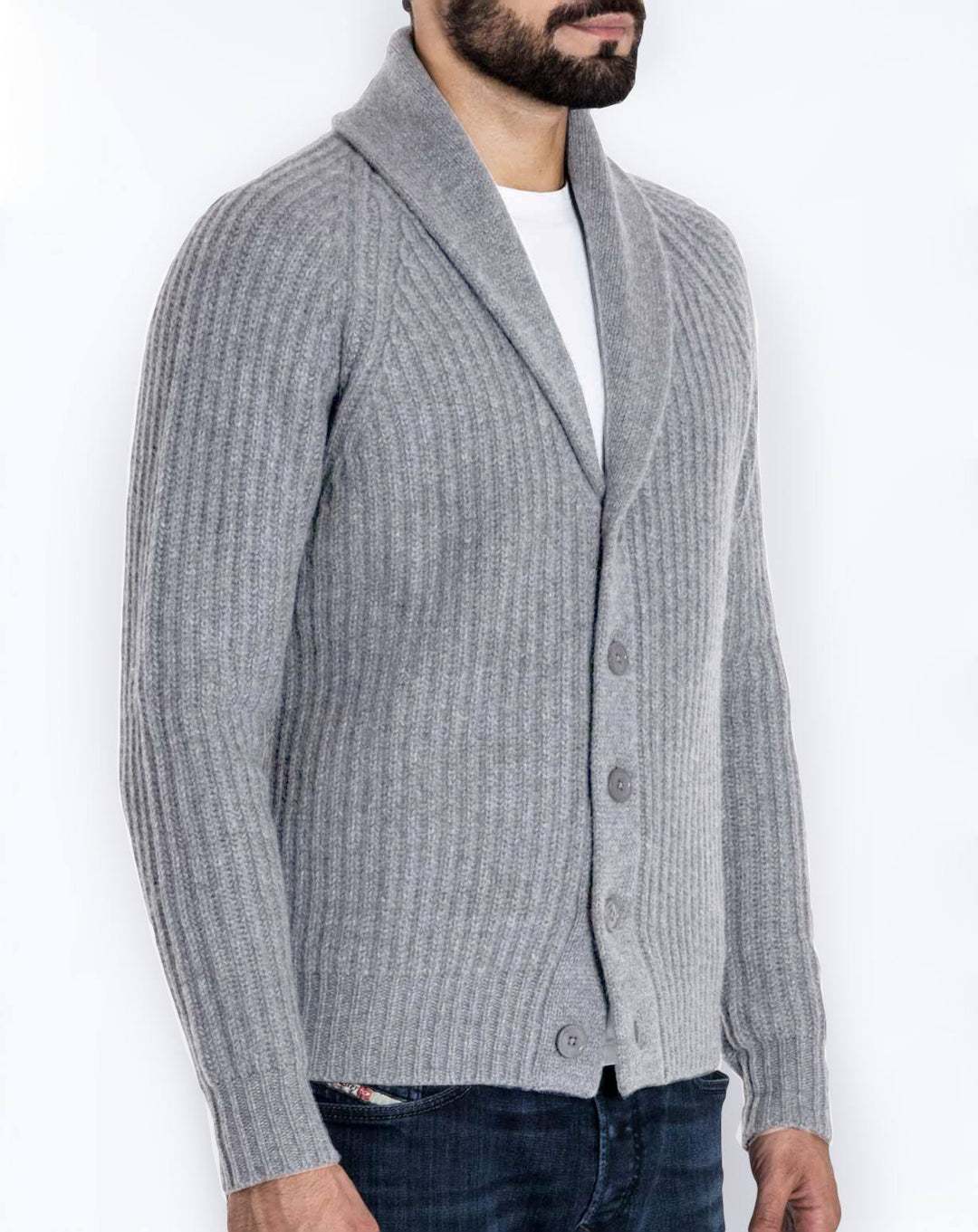 Herren Strickjacke mit modernem Schalkragen R&B