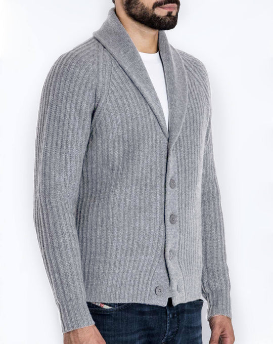 Herren Strickjacke mit modernem Schalkragen R&B